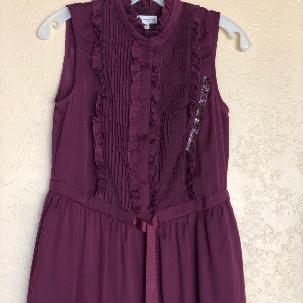Maison Jules Women PurpleSatin Tie Tuxedo Dress XS - Picture 5 of 16